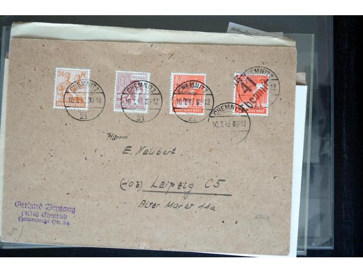 1945/50 (ca.), einige hundert Briefe, Karten und Ganzsachen mit sehr vielen besseren Verwendungen und Besonderheiten, dabei u