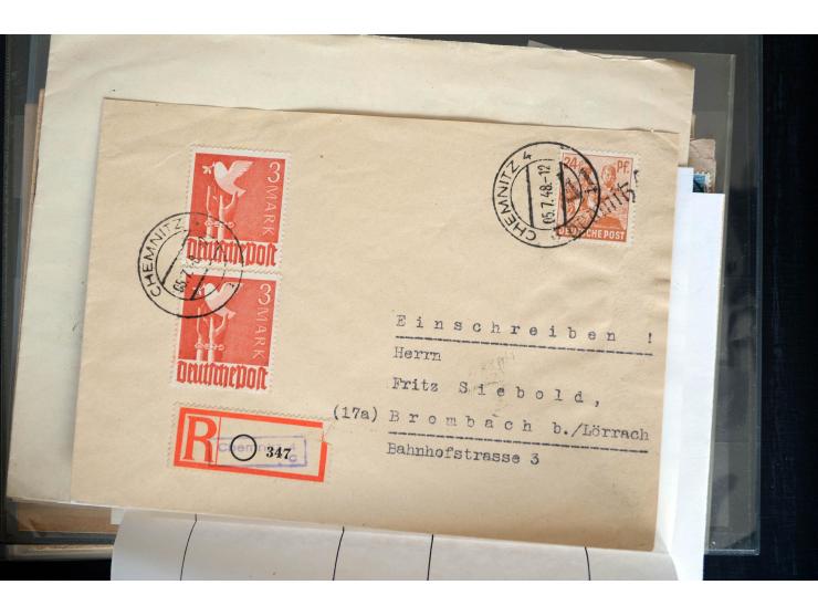 1945/50 (ca.), einige hundert Briefe, Karten und Ganzsachen mit sehr vielen besseren Verwendungen und Besonderheiten, dabei u