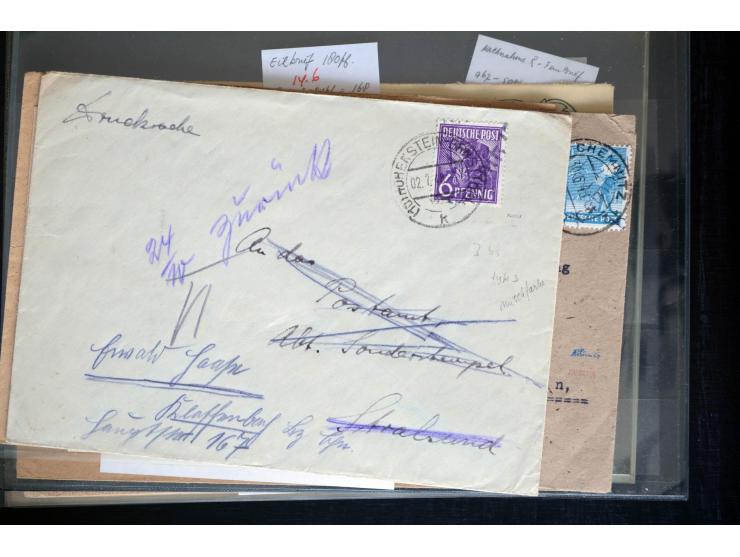 1945/50 (ca.), einige hundert Briefe, Karten und Ganzsachen mit sehr vielen besseren Verwendungen und Besonderheiten, dabei u