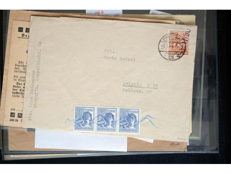 1945/50 (ca.), einige hundert Briefe, Karten und Ganzsachen mit sehr vielen besseren Verwendungen und Besonderheiten, dabei u