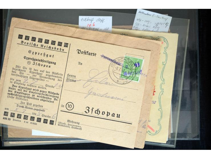 1945/50 (ca.), einige hundert Briefe, Karten und Ganzsachen mit sehr vielen besseren Verwendungen und Besonderheiten, dabei u