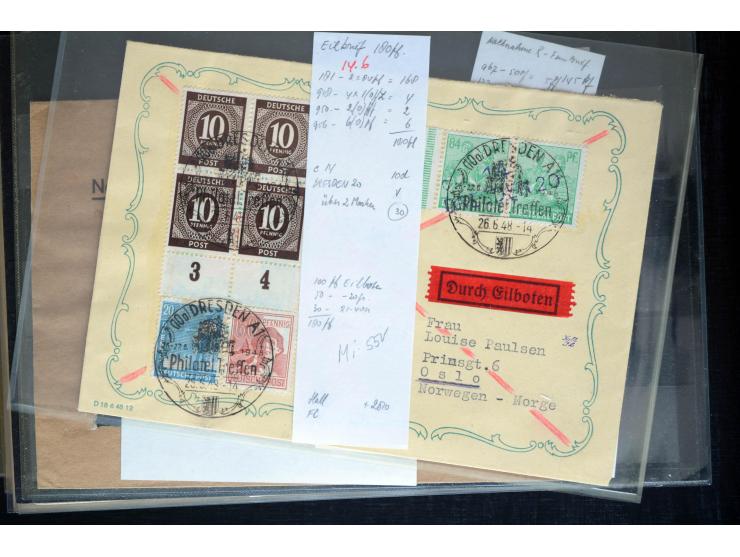 1945/50 (ca.), einige hundert Briefe, Karten und Ganzsachen mit sehr vielen besseren Verwendungen und Besonderheiten, dabei u