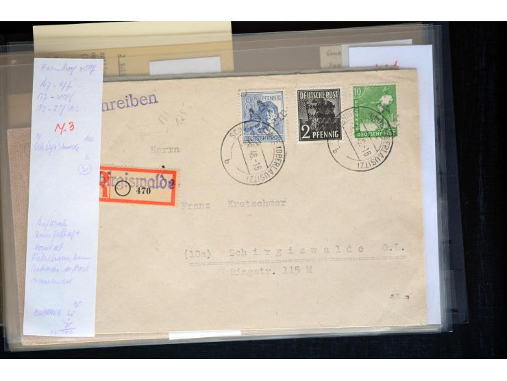 1945/50 (ca.), einige hundert Briefe, Karten und Ganzsachen mit sehr vielen besseren Verwendungen und Besonderheiten, dabei u