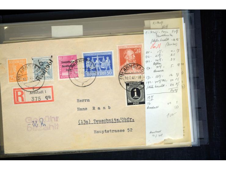 1945/50 (ca.), einige hundert Briefe, Karten und Ganzsachen mit sehr vielen besseren Verwendungen und Besonderheiten, dabei u