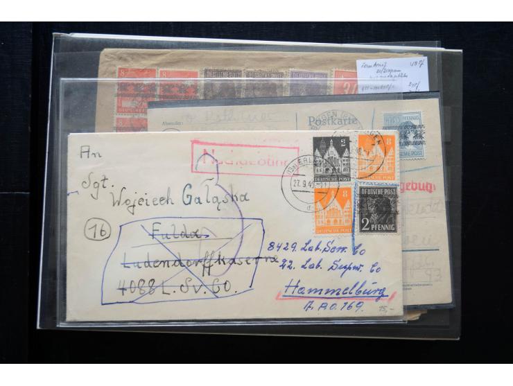 1945/50 (ca.), einige hundert Briefe, Karten und Ganzsachen mit sehr vielen besseren Verwendungen und Besonderheiten, dabei u