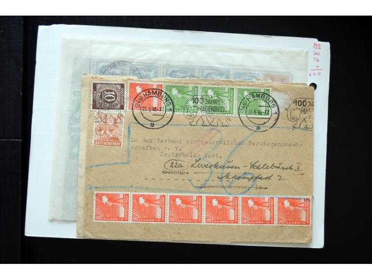 1945/50 (ca.), einige hundert Briefe, Karten und Ganzsachen mit sehr vielen besseren Verwendungen und Besonderheiten, dabei u