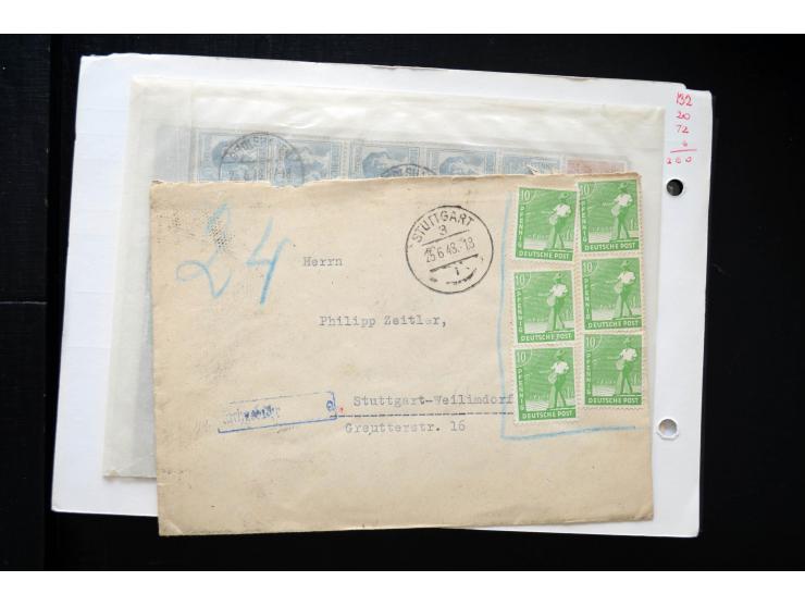 1945/50 (ca.), einige hundert Briefe, Karten und Ganzsachen mit sehr vielen besseren Verwendungen und Besonderheiten, dabei u
