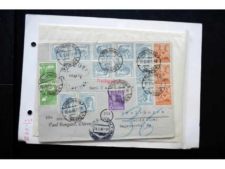 1945/50 (ca.), einige hundert Briefe, Karten und Ganzsachen mit sehr vielen besseren Verwendungen und Besonderheiten, dabei u