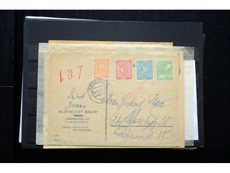 1945/50 (ca.), einige hundert Briefe, Karten und Ganzsachen mit sehr vielen besseren Verwendungen und Besonderheiten, dabei u