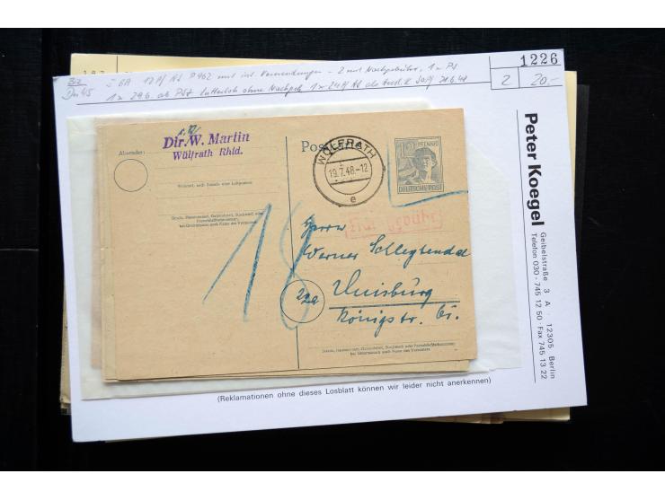 1945/50 (ca.), einige hundert Briefe, Karten und Ganzsachen mit sehr vielen besseren Verwendungen und Besonderheiten, dabei u