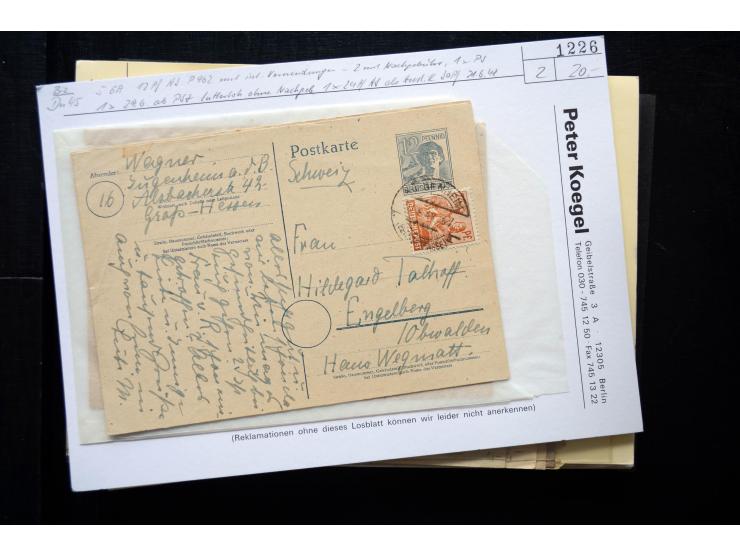 1945/50 (ca.), einige hundert Briefe, Karten und Ganzsachen mit sehr vielen besseren Verwendungen und Besonderheiten, dabei u