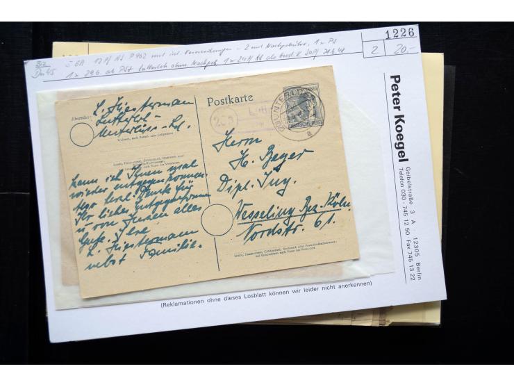 1945/50 (ca.), einige hundert Briefe, Karten und Ganzsachen mit sehr vielen besseren Verwendungen und Besonderheiten, dabei u