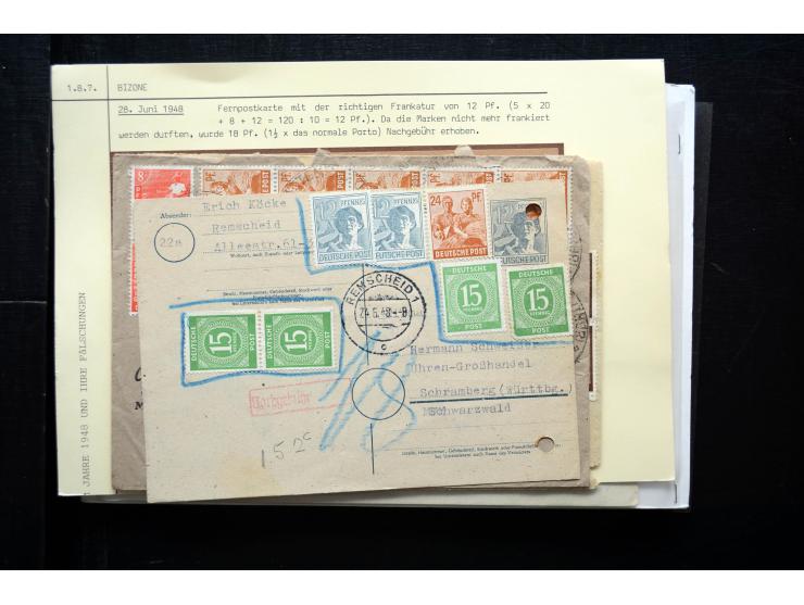 1945/50 (ca.), einige hundert Briefe, Karten und Ganzsachen mit sehr vielen besseren Verwendungen und Besonderheiten, dabei u