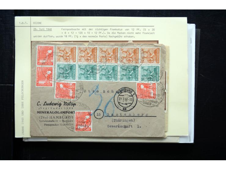 1945/50 (ca.), einige hundert Briefe, Karten und Ganzsachen mit sehr vielen besseren Verwendungen und Besonderheiten, dabei u