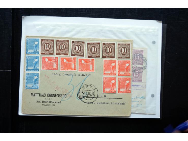1945/50 (ca.), einige hundert Briefe, Karten und Ganzsachen mit sehr vielen besseren Verwendungen und Besonderheiten, dabei u