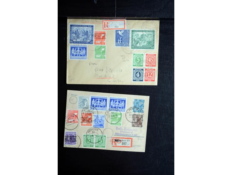 1945/50 (ca.), einige hundert Briefe, Karten und Ganzsachen mit sehr vielen besseren Verwendungen und Besonderheiten, dabei u