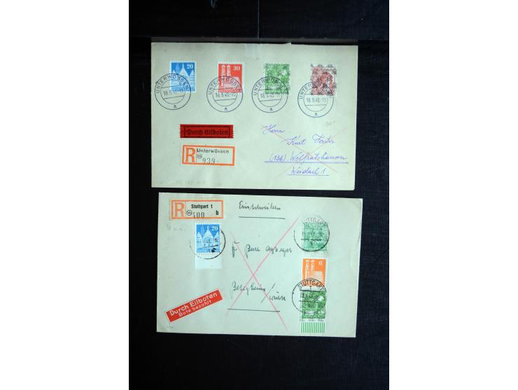 1945/50 (ca.), einige hundert Briefe, Karten und Ganzsachen mit sehr vielen besseren Verwendungen und Besonderheiten, dabei u
