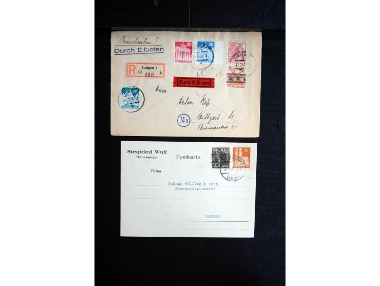 1945/50 (ca.), einige hundert Briefe, Karten und Ganzsachen mit sehr vielen besseren Verwendungen und Besonderheiten, dabei u