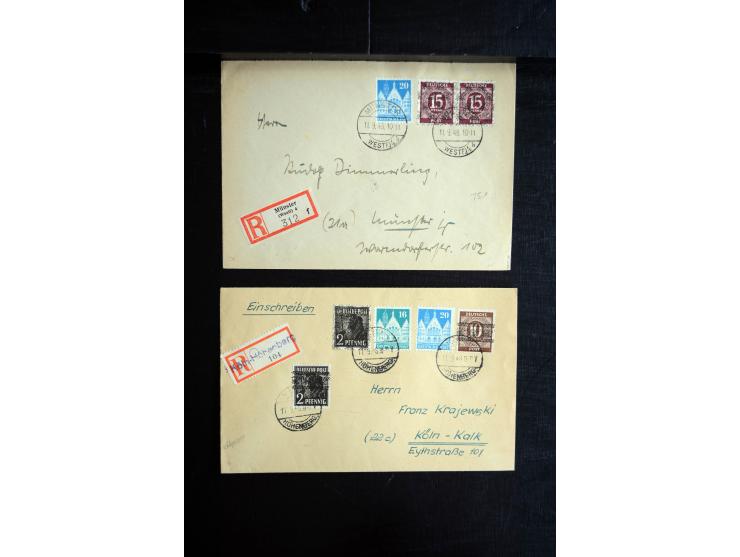 1945/50 (ca.), einige hundert Briefe, Karten und Ganzsachen mit sehr vielen besseren Verwendungen und Besonderheiten, dabei u