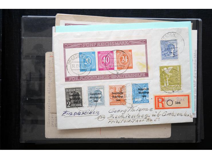 1945/50 (ca.), einige hundert Briefe, Karten und Ganzsachen mit sehr vielen besseren Verwendungen und Besonderheiten, dabei u