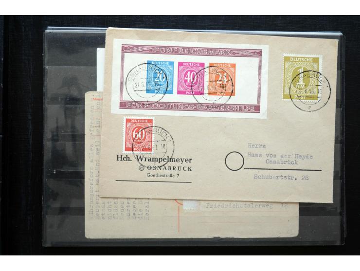 1945/50 (ca.), einige hundert Briefe, Karten und Ganzsachen mit sehr vielen besseren Verwendungen und Besonderheiten, dabei u
