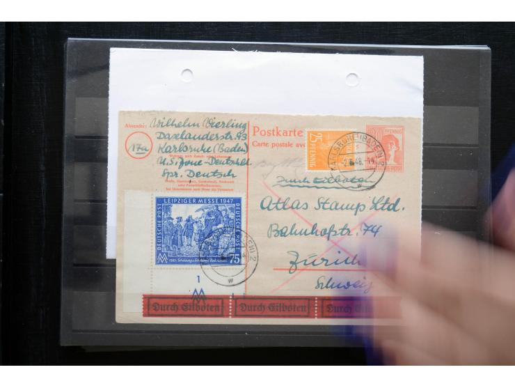 1945/50 (ca.), einige hundert Briefe, Karten und Ganzsachen mit sehr vielen besseren Verwendungen und Besonderheiten, dabei u