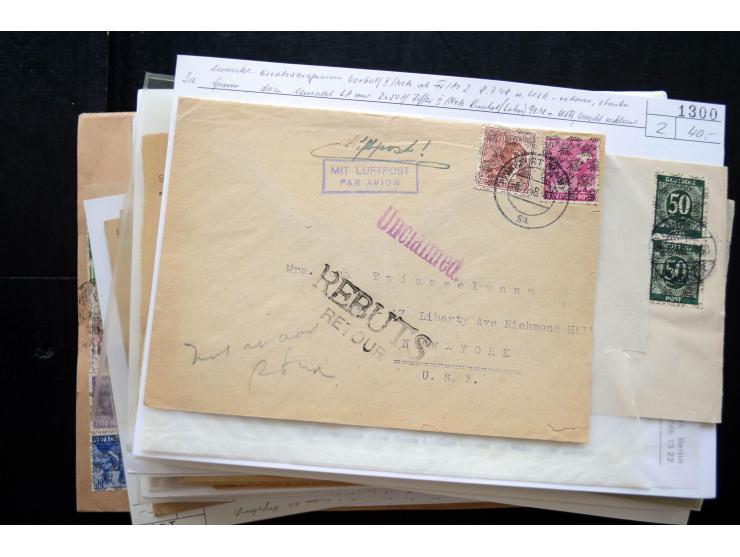 1945/50 (ca.), einige hundert Briefe, Karten und Ganzsachen mit sehr vielen besseren Verwendungen und Besonderheiten, dabei u