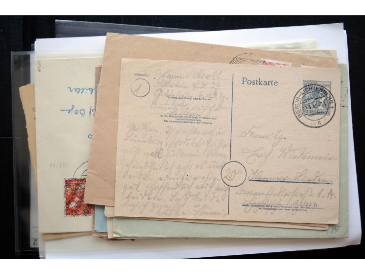 1945/50 (ca.), einige hundert Briefe, Karten und Ganzsachen mit sehr vielen besseren Verwendungen und Besonderheiten, dabei u