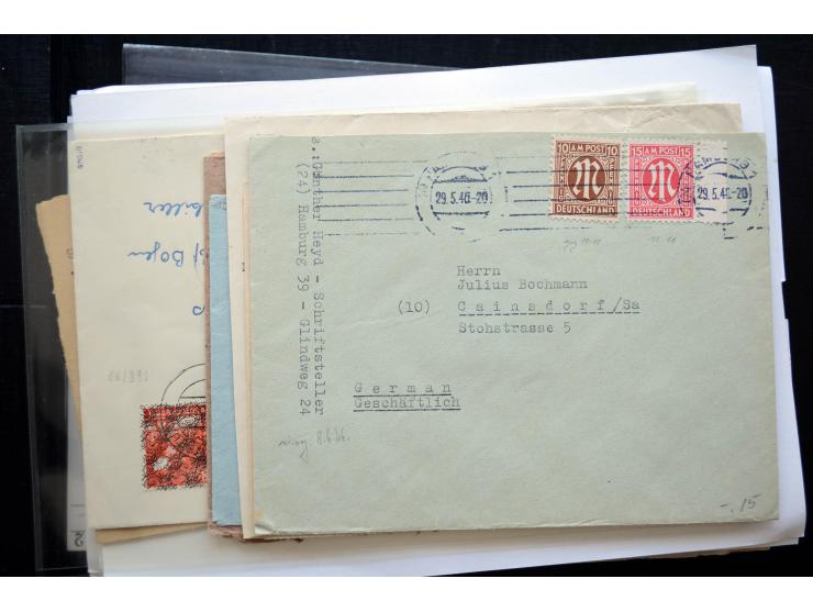 1945/50 (ca.), einige hundert Briefe, Karten und Ganzsachen mit sehr vielen besseren Verwendungen und Besonderheiten, dabei u