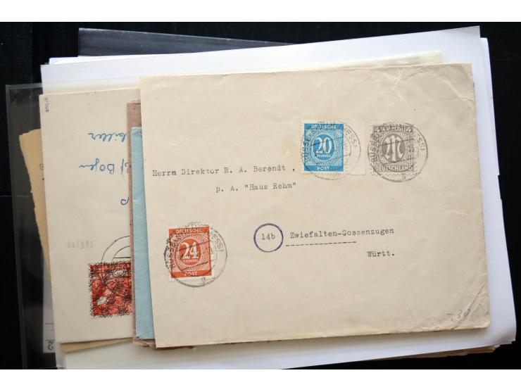 1945/50 (ca.), einige hundert Briefe, Karten und Ganzsachen mit sehr vielen besseren Verwendungen und Besonderheiten, dabei u