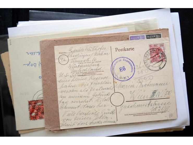 1945/50 (ca.), einige hundert Briefe, Karten und Ganzsachen mit sehr vielen besseren Verwendungen und Besonderheiten, dabei u