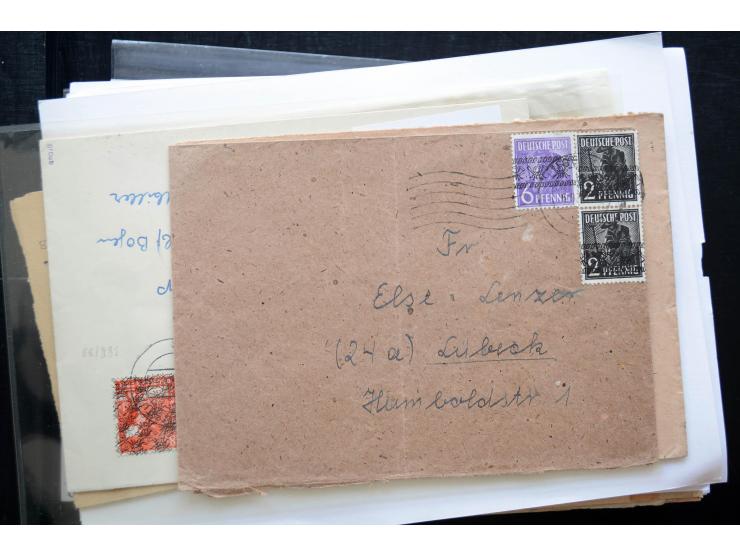 1945/50 (ca.), einige hundert Briefe, Karten und Ganzsachen mit sehr vielen besseren Verwendungen und Besonderheiten, dabei u