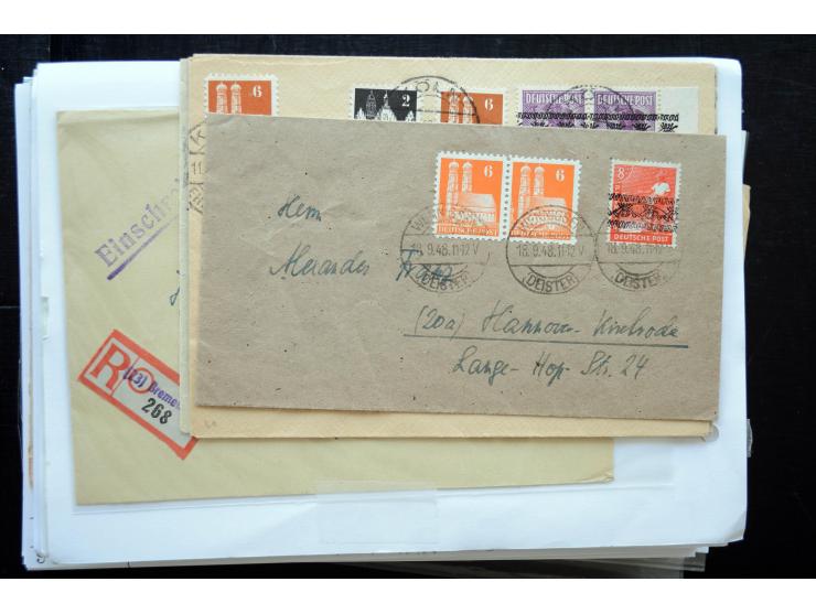 1945/50 (ca.), einige hundert Briefe, Karten und Ganzsachen mit sehr vielen besseren Verwendungen und Besonderheiten, dabei u