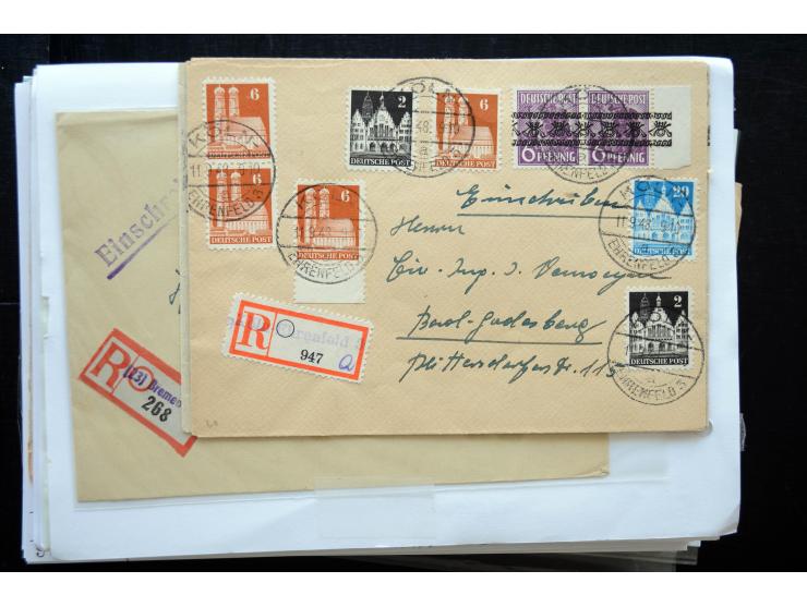 1945/50 (ca.), einige hundert Briefe, Karten und Ganzsachen mit sehr vielen besseren Verwendungen und Besonderheiten, dabei u