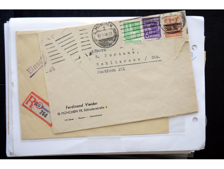 1945/50 (ca.), einige hundert Briefe, Karten und Ganzsachen mit sehr vielen besseren Verwendungen und Besonderheiten, dabei u