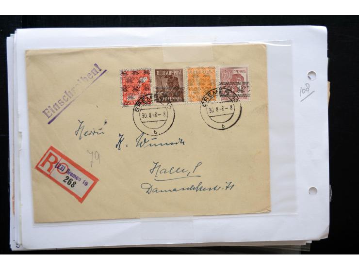 1945/50 (ca.), einige hundert Briefe, Karten und Ganzsachen mit sehr vielen besseren Verwendungen und Besonderheiten, dabei u
