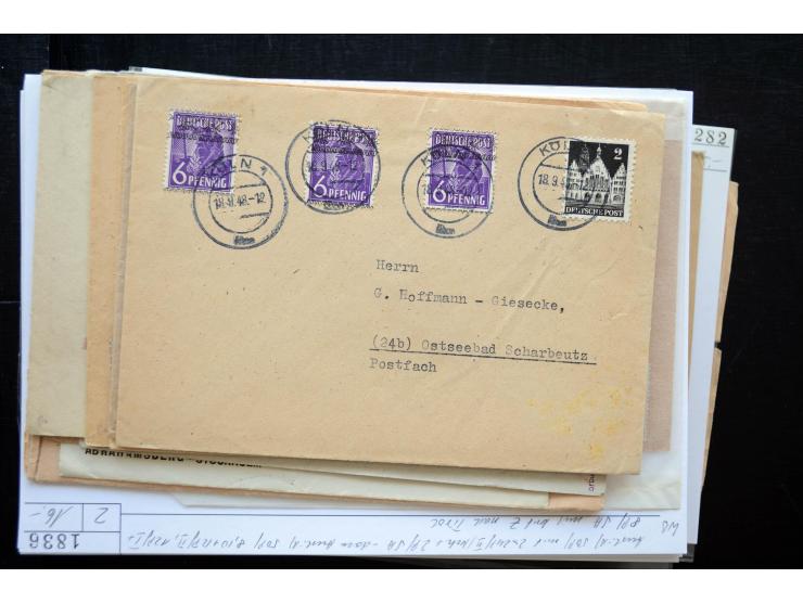 1945/50 (ca.), einige hundert Briefe, Karten und Ganzsachen mit sehr vielen besseren Verwendungen und Besonderheiten, dabei u
