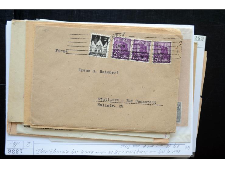 1945/50 (ca.), einige hundert Briefe, Karten und Ganzsachen mit sehr vielen besseren Verwendungen und Besonderheiten, dabei u
