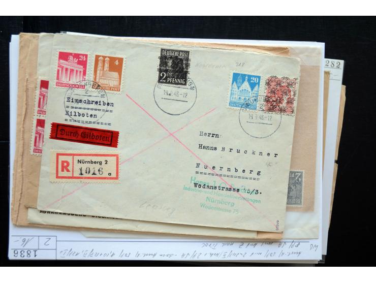 1945/50 (ca.), einige hundert Briefe, Karten und Ganzsachen mit sehr vielen besseren Verwendungen und Besonderheiten, dabei u