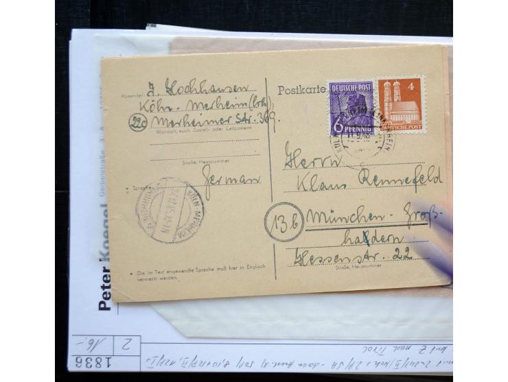 1945/50 (ca.), einige hundert Briefe, Karten und Ganzsachen mit sehr vielen besseren Verwendungen und Besonderheiten, dabei u