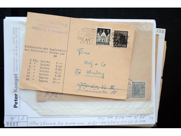 1945/50 (ca.), einige hundert Briefe, Karten und Ganzsachen mit sehr vielen besseren Verwendungen und Besonderheiten, dabei u