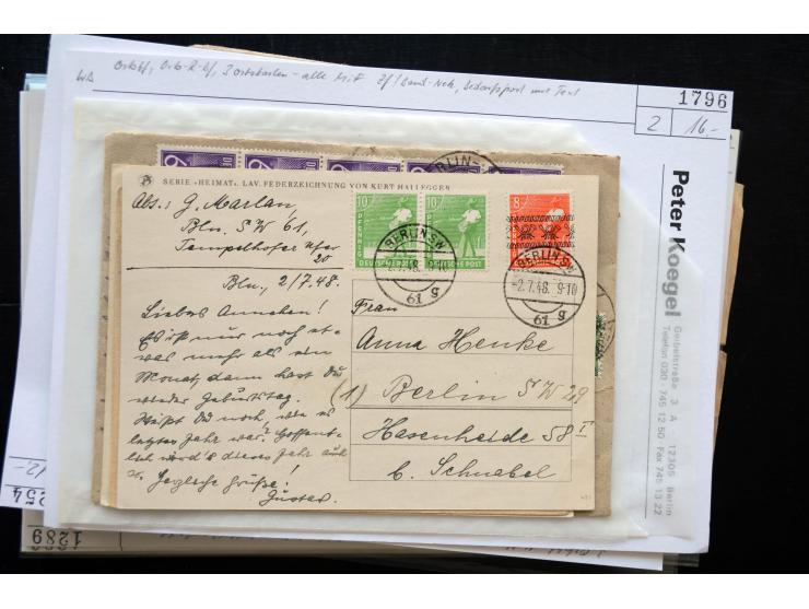 1945/50 (ca.), einige hundert Briefe, Karten und Ganzsachen mit sehr vielen besseren Verwendungen und Besonderheiten, dabei u