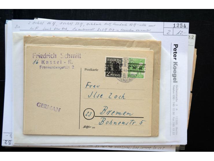 1945/50 (ca.), einige hundert Briefe, Karten und Ganzsachen mit sehr vielen besseren Verwendungen und Besonderheiten, dabei u