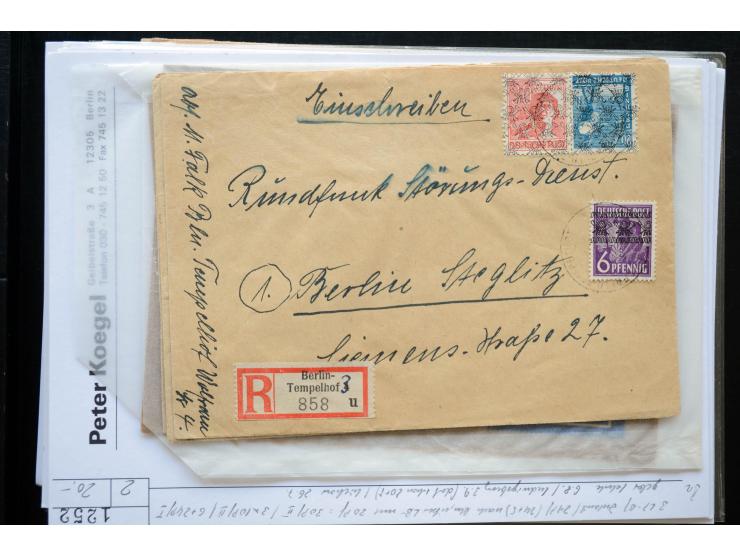 1945/50 (ca.), einige hundert Briefe, Karten und Ganzsachen mit sehr vielen besseren Verwendungen und Besonderheiten, dabei u