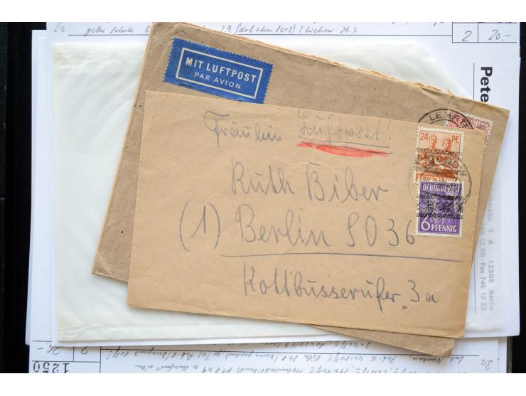 1945/50 (ca.), einige hundert Briefe, Karten und Ganzsachen mit sehr vielen besseren Verwendungen und Besonderheiten, dabei u
