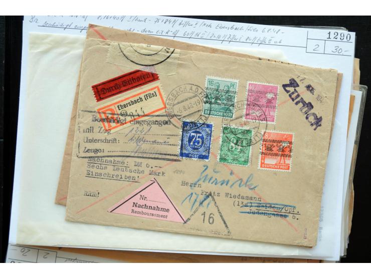 1945/50 (ca.), einige hundert Briefe, Karten und Ganzsachen mit sehr vielen besseren Verwendungen und Besonderheiten, dabei u