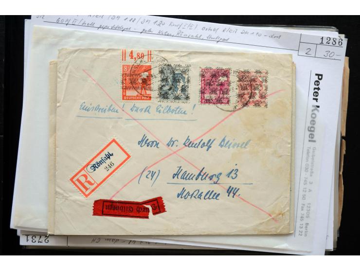 1945/50 (ca.), einige hundert Briefe, Karten und Ganzsachen mit sehr vielen besseren Verwendungen und Besonderheiten, dabei u