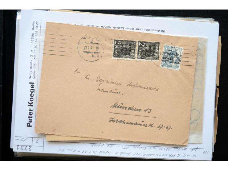 1945/50 (ca.), einige hundert Briefe, Karten und Ganzsachen mit sehr vielen besseren Verwendungen und Besonderheiten, dabei u