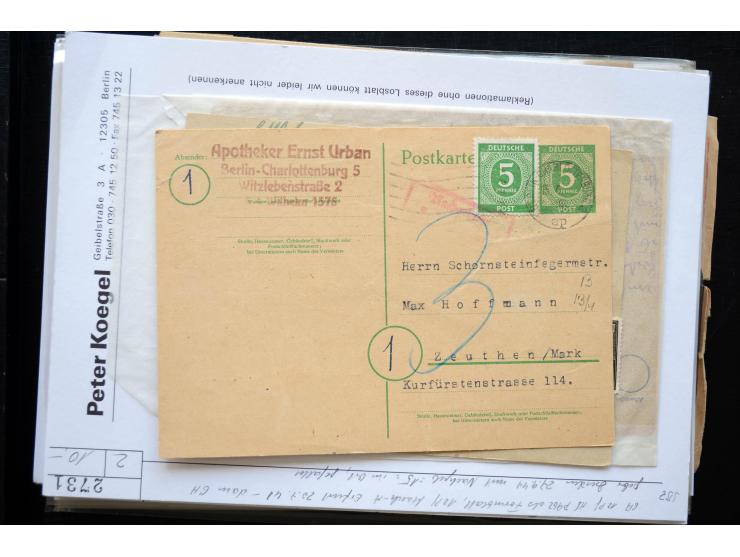 1945/50 (ca.), einige hundert Briefe, Karten und Ganzsachen mit sehr vielen besseren Verwendungen und Besonderheiten, dabei u