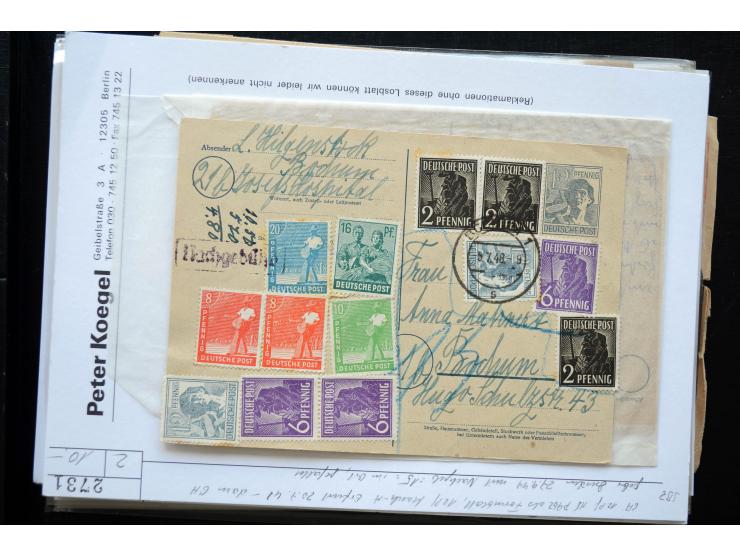 1945/50 (ca.), einige hundert Briefe, Karten und Ganzsachen mit sehr vielen besseren Verwendungen und Besonderheiten, dabei u